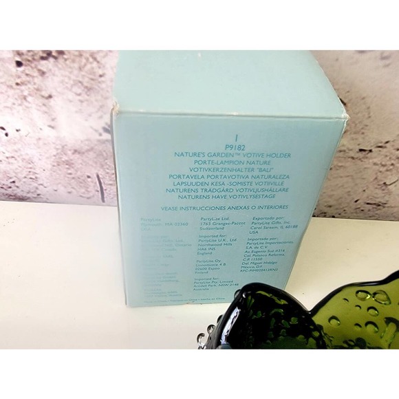 Partylite Natures Garden Green Glass Tealight Votive Holder Vintage Retired NIB - Picture 4 of 5